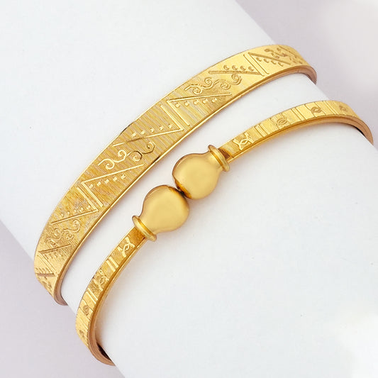 Engraved Design 2 | 18k Gold Plated Adjustable Bracelet Bangles