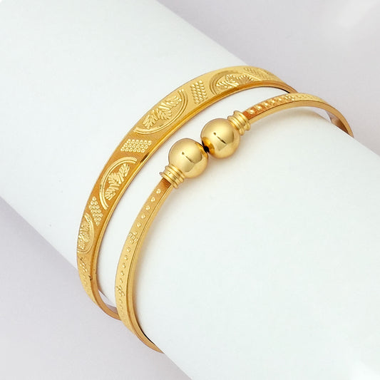 Engraved Design 3 | 8k Gold Plated Adjustable Bracelet Bangles