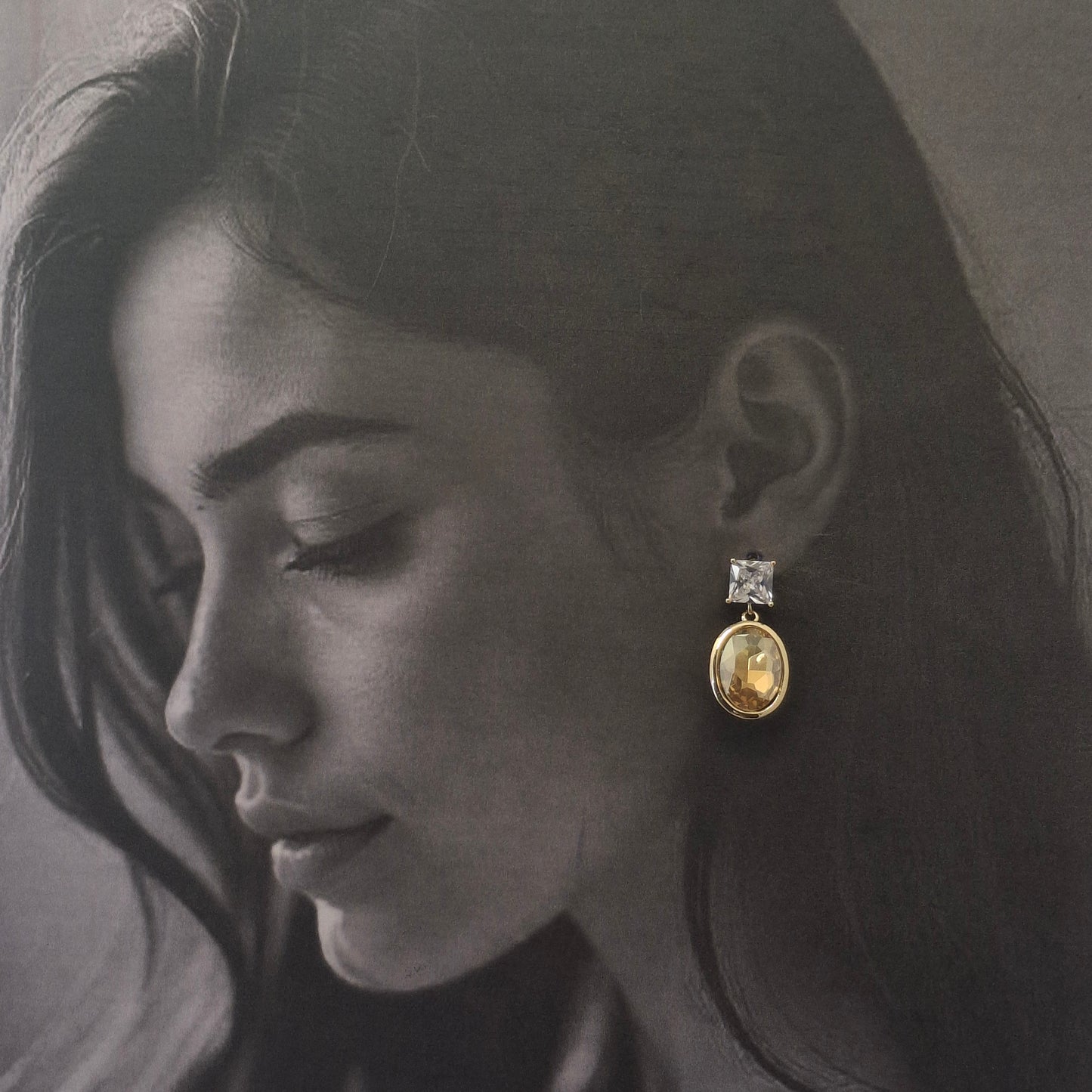 Sparkling Gold Crystal Drop Earrings