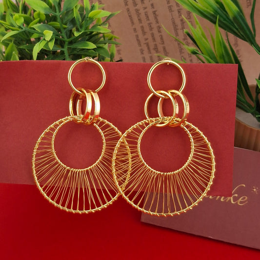 Bohemian Gold Wire Hoop Earrings