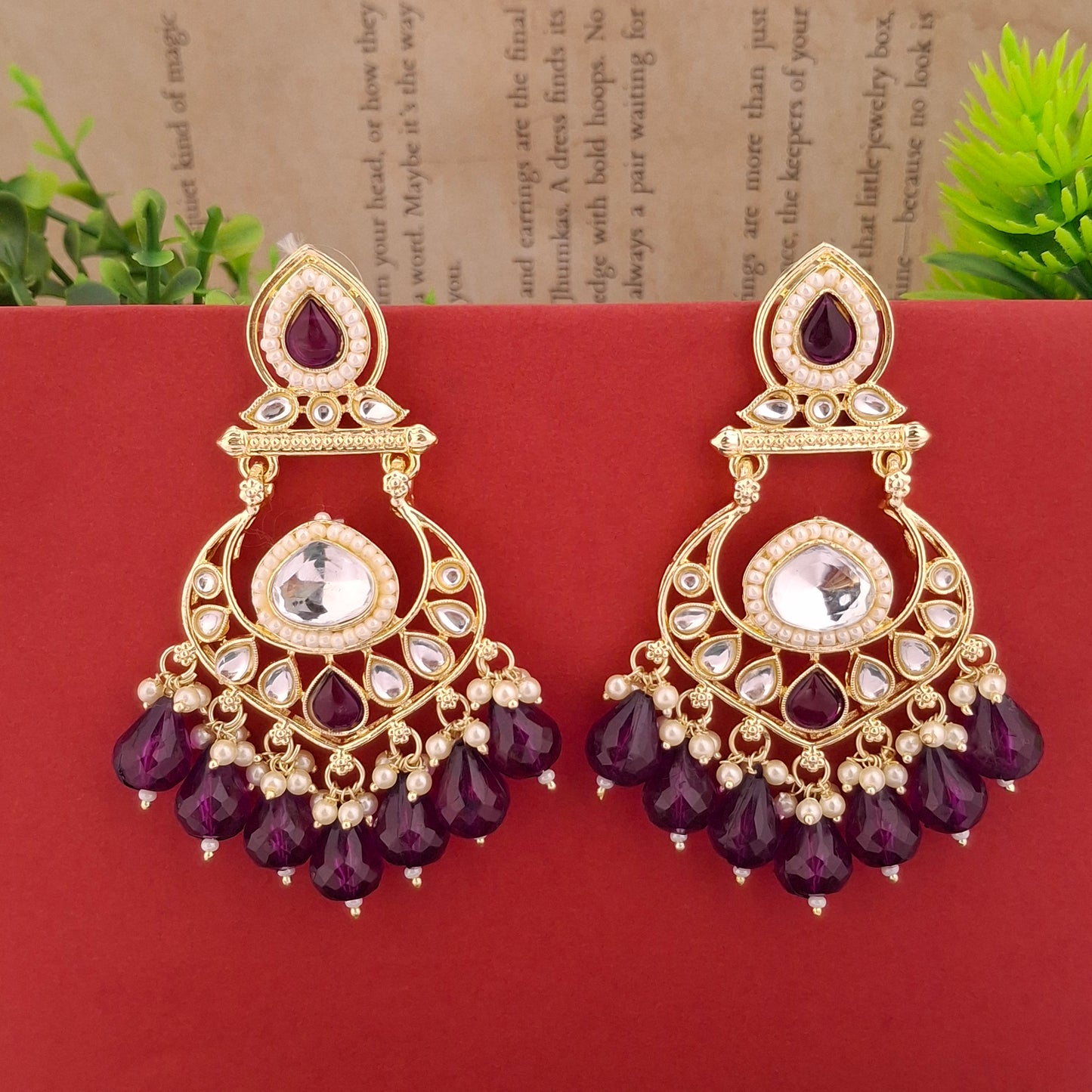 (Pack of 11) Multicolor Kundan Chandbali Earrings
