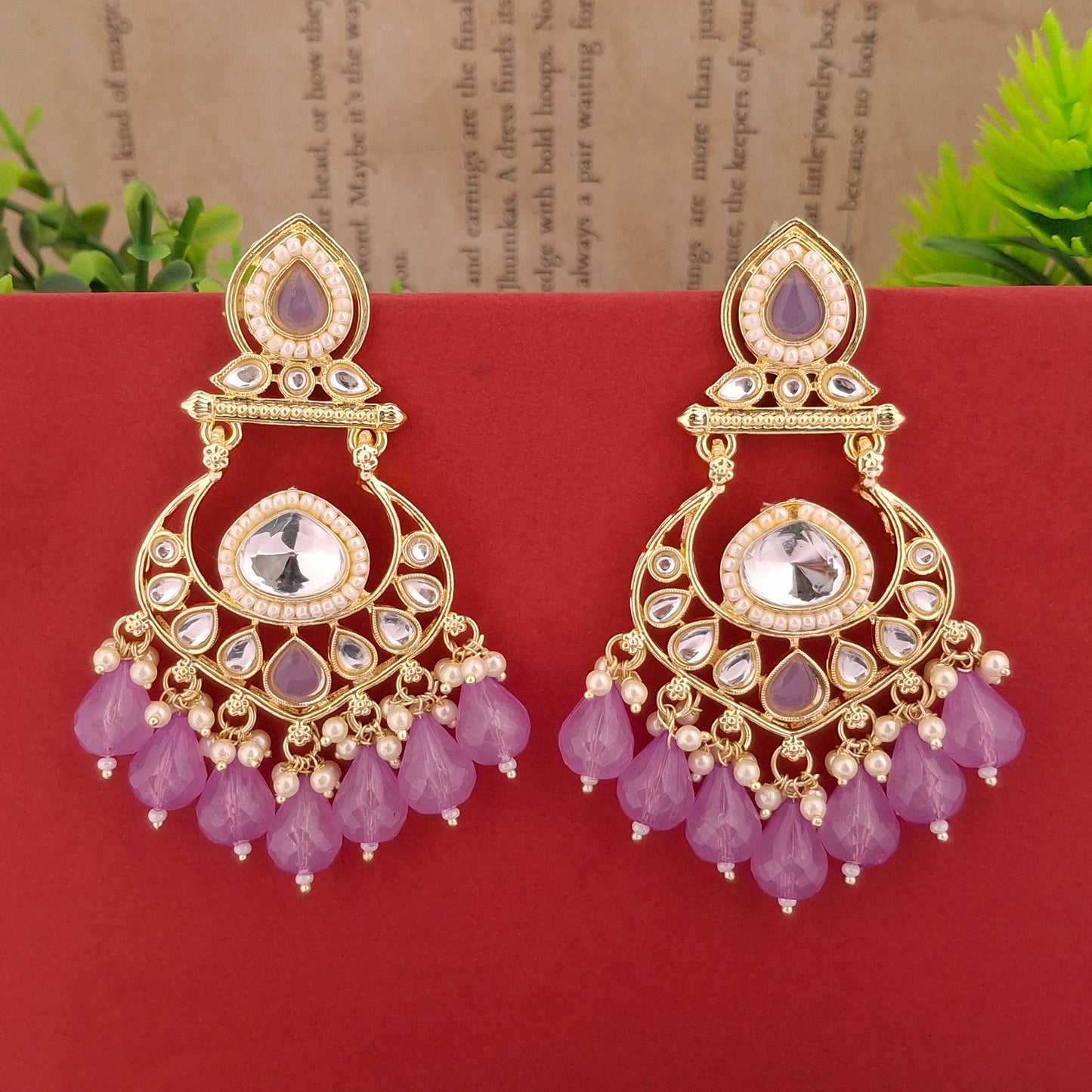 (Pack of 11) Multicolor Kundan Chandbali Earrings