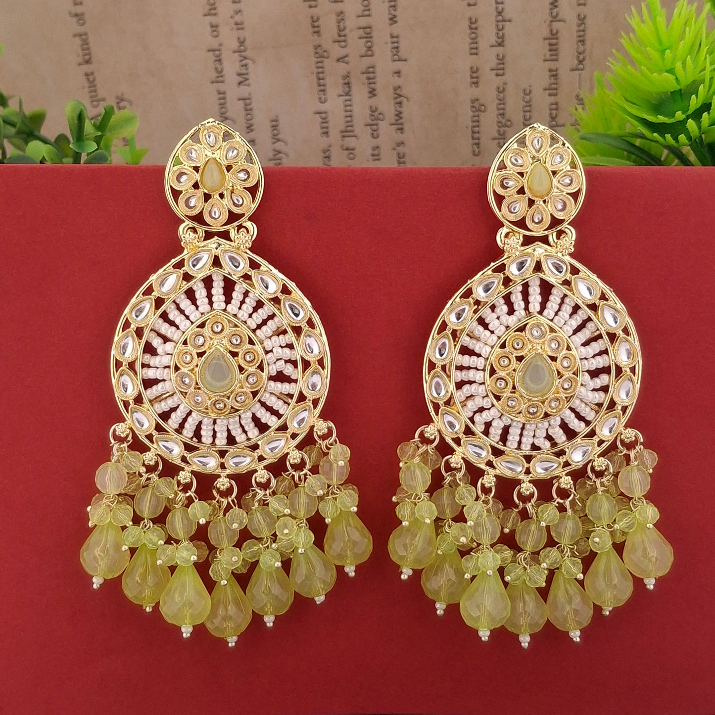 (Pack of 12) Kundan Chandbali Earrings