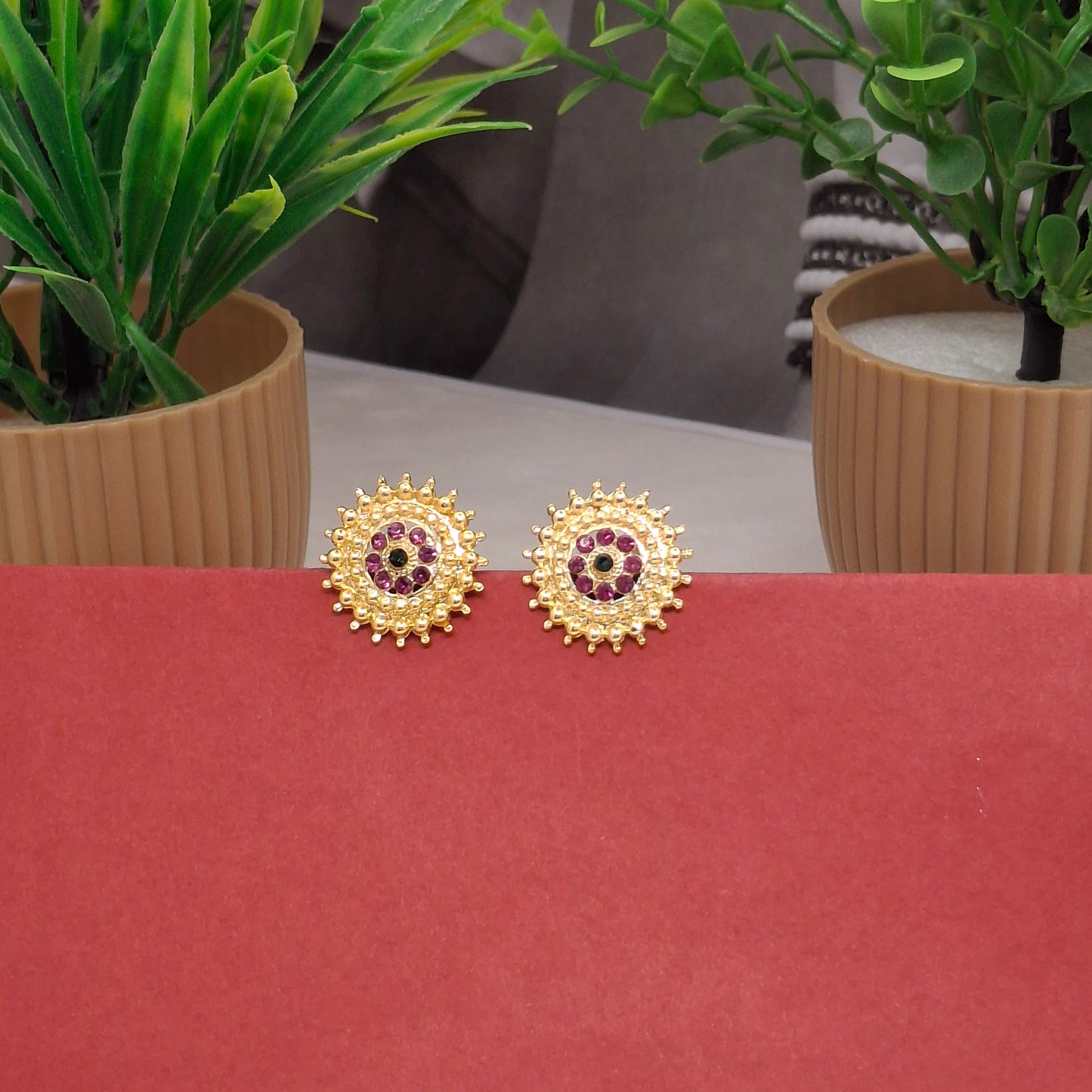 Traditional Moti Gold Studs