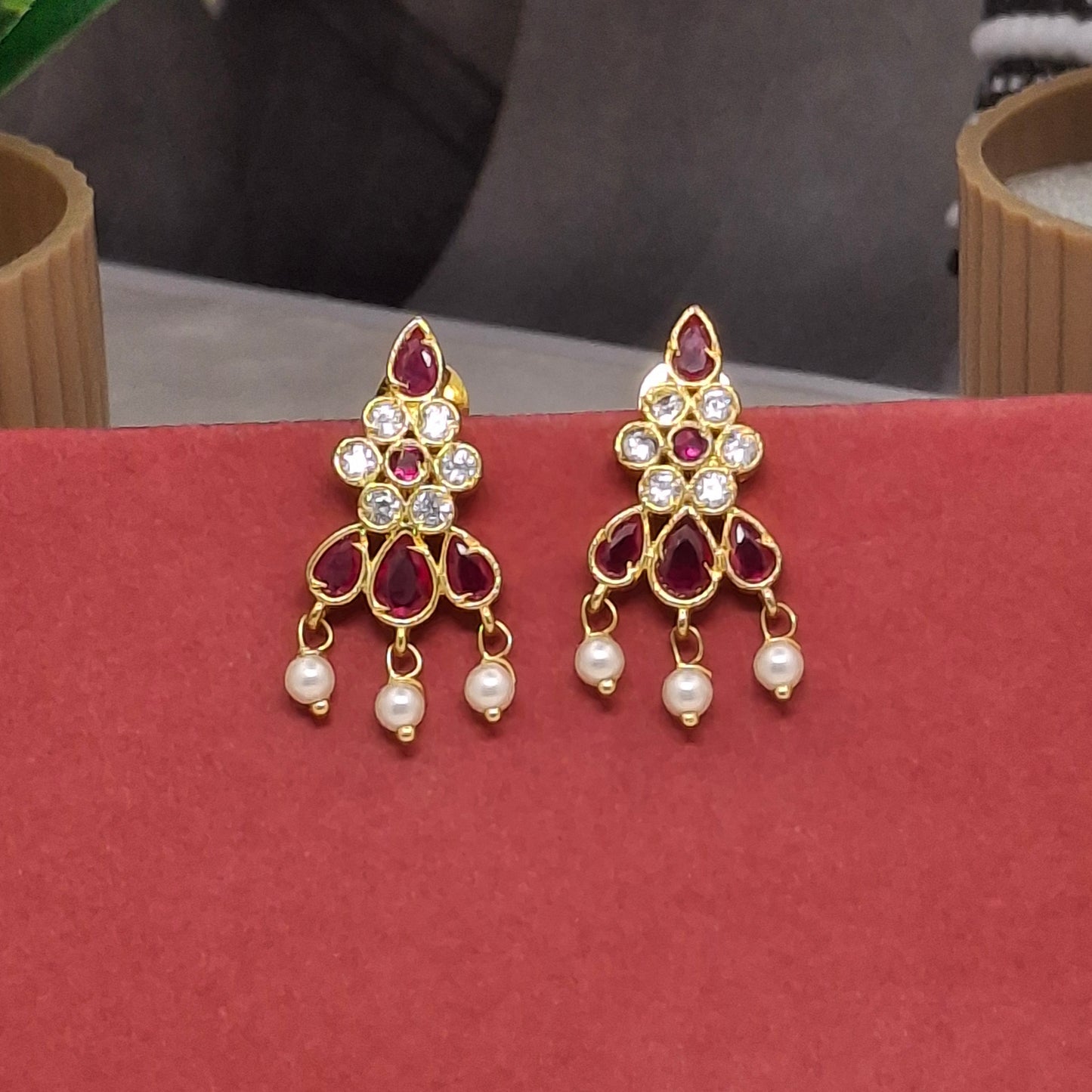 Traditional Moti Gold Drop Earrings