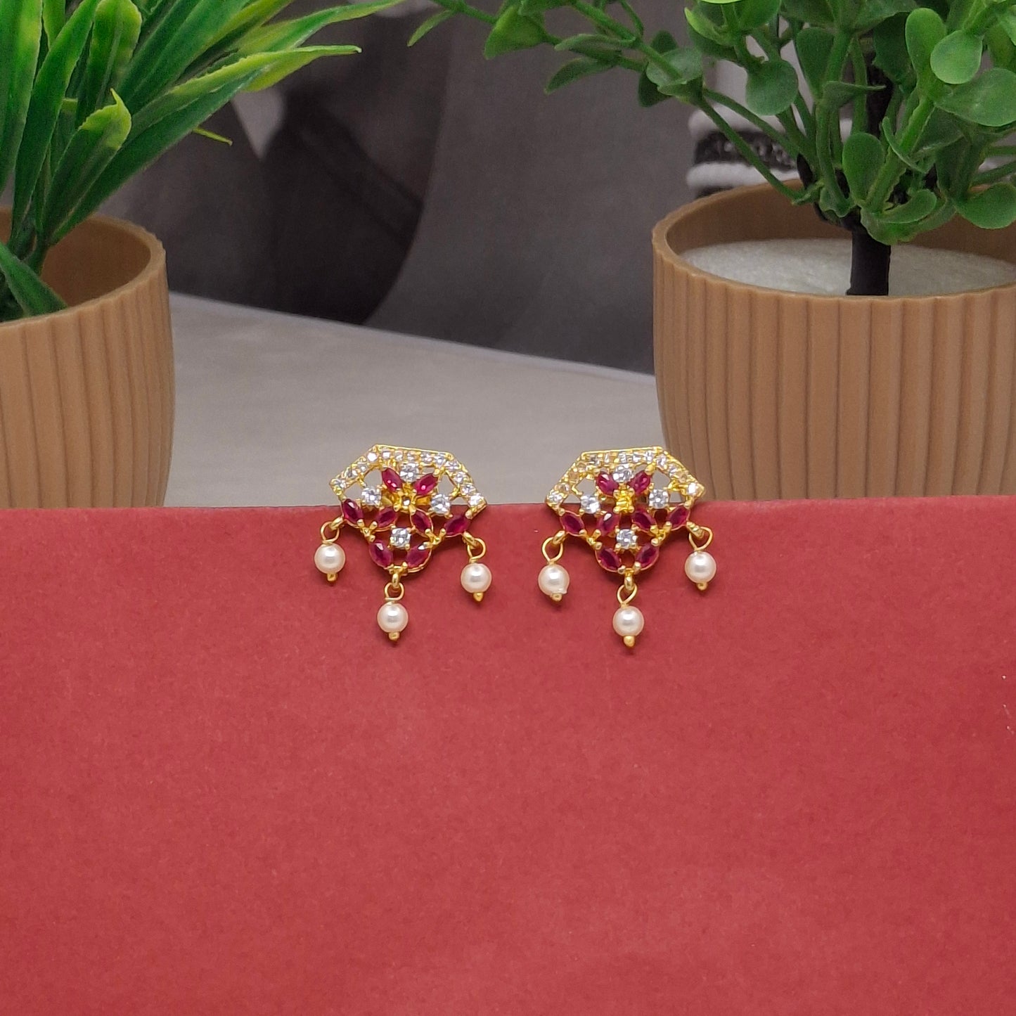 Traditional Moti Gold Drop Earrings
