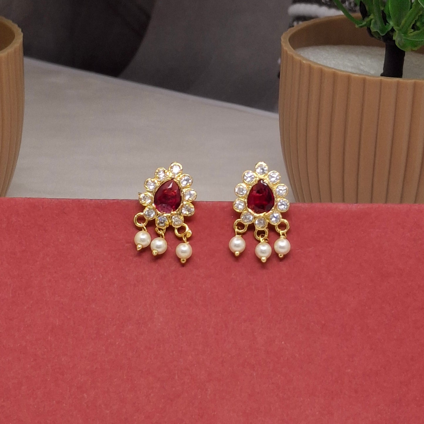 Traditional Moti Gold Drop Earrings