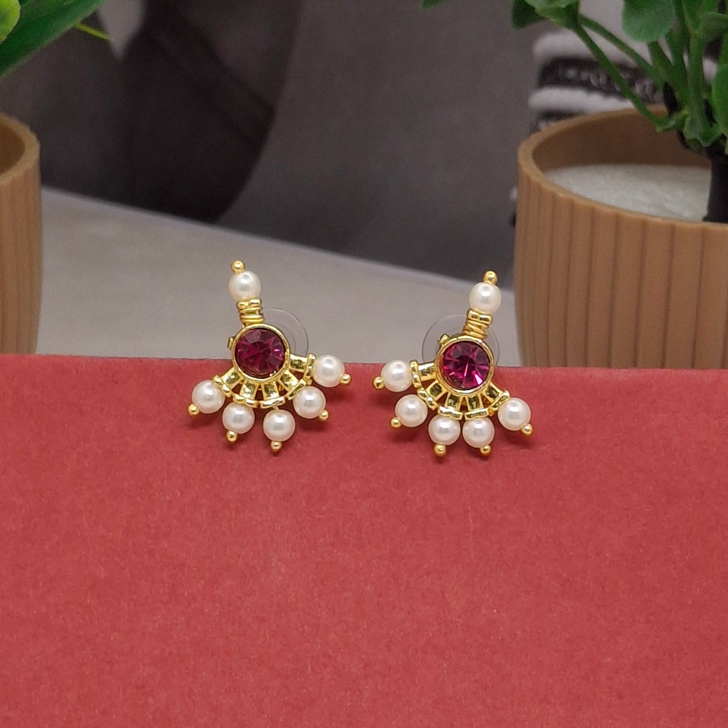 Traditional Moti Gold Studs