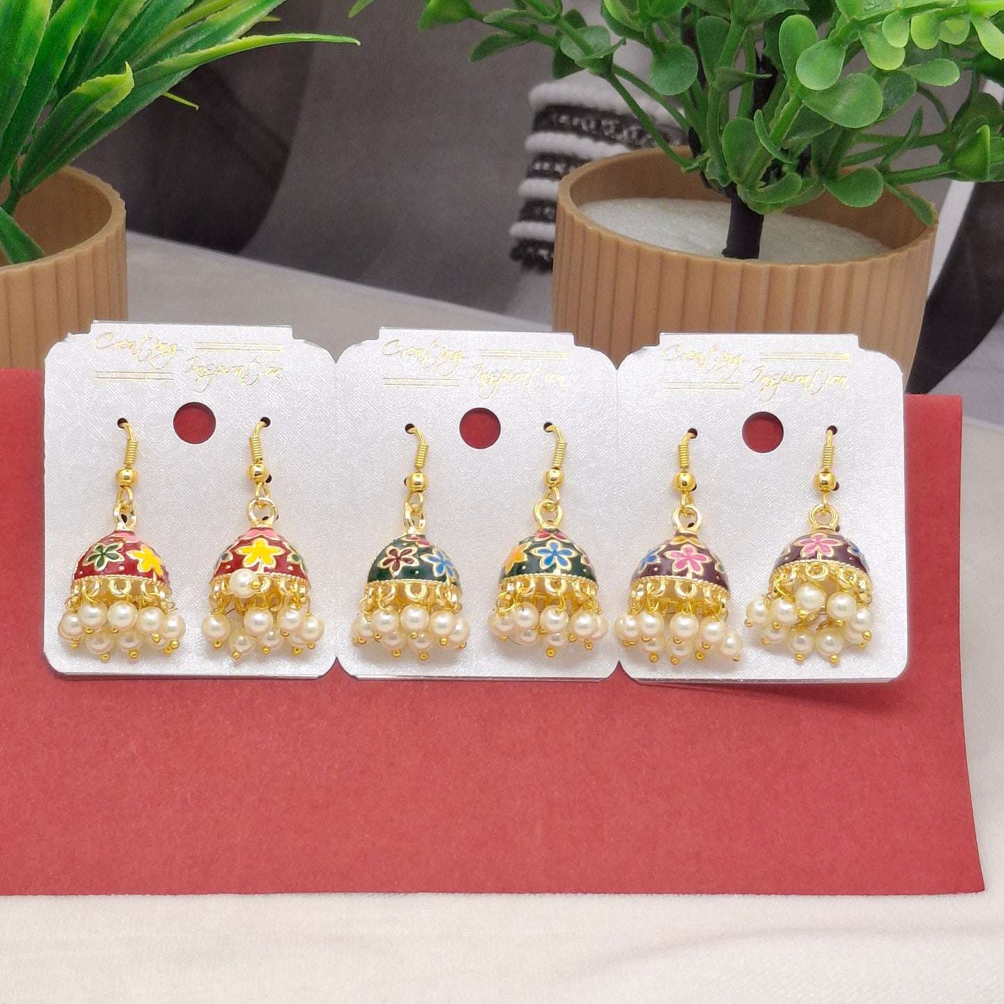 (Pack of 3) Royal Meenakari Danglers