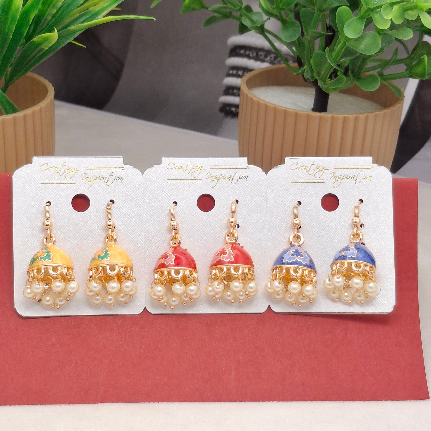 (Pack of 3) Royal Meenakari Danglers