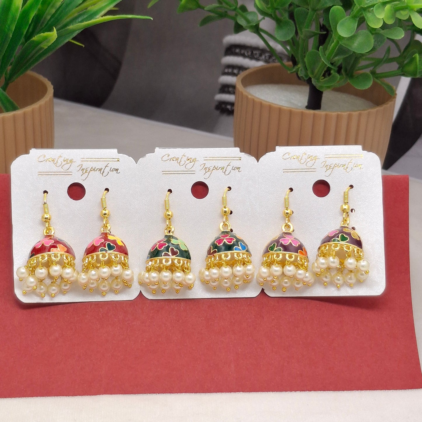 (Pack of 3) Royal Meenakari Danglers