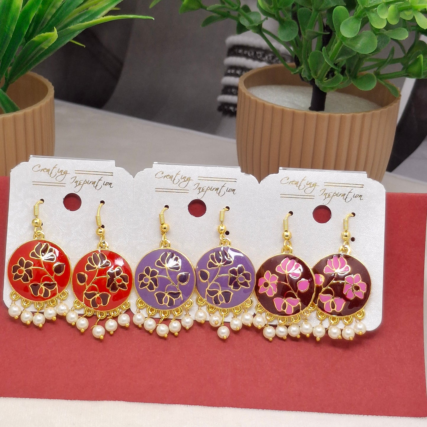 (Pack of 3) Royal Meenakari Danglers