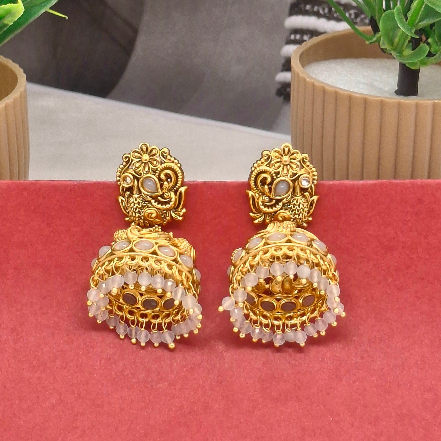 Tradiitonal Matte Finish Festive Jhumkas