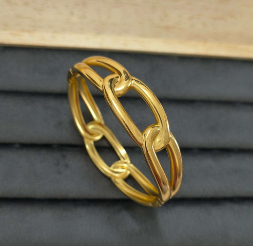 Antitarnish Solid Geometric Chain Bracelet 18K Gold Plated