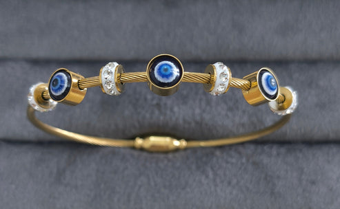 Anti Tarnish Evil Eye Magnetic Bracelet 18K Gold Plated