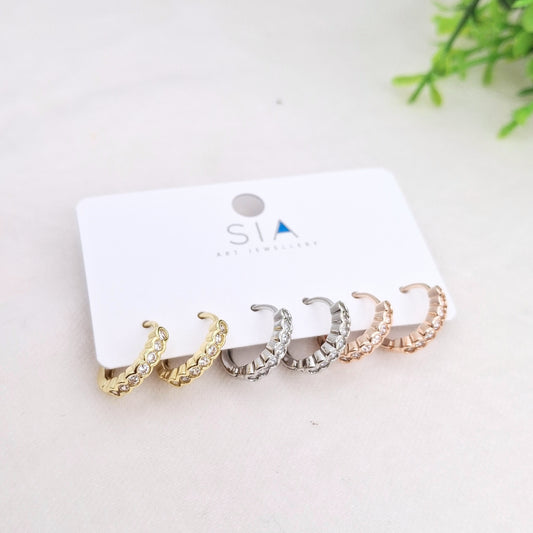 Designer Stone Hoops Set