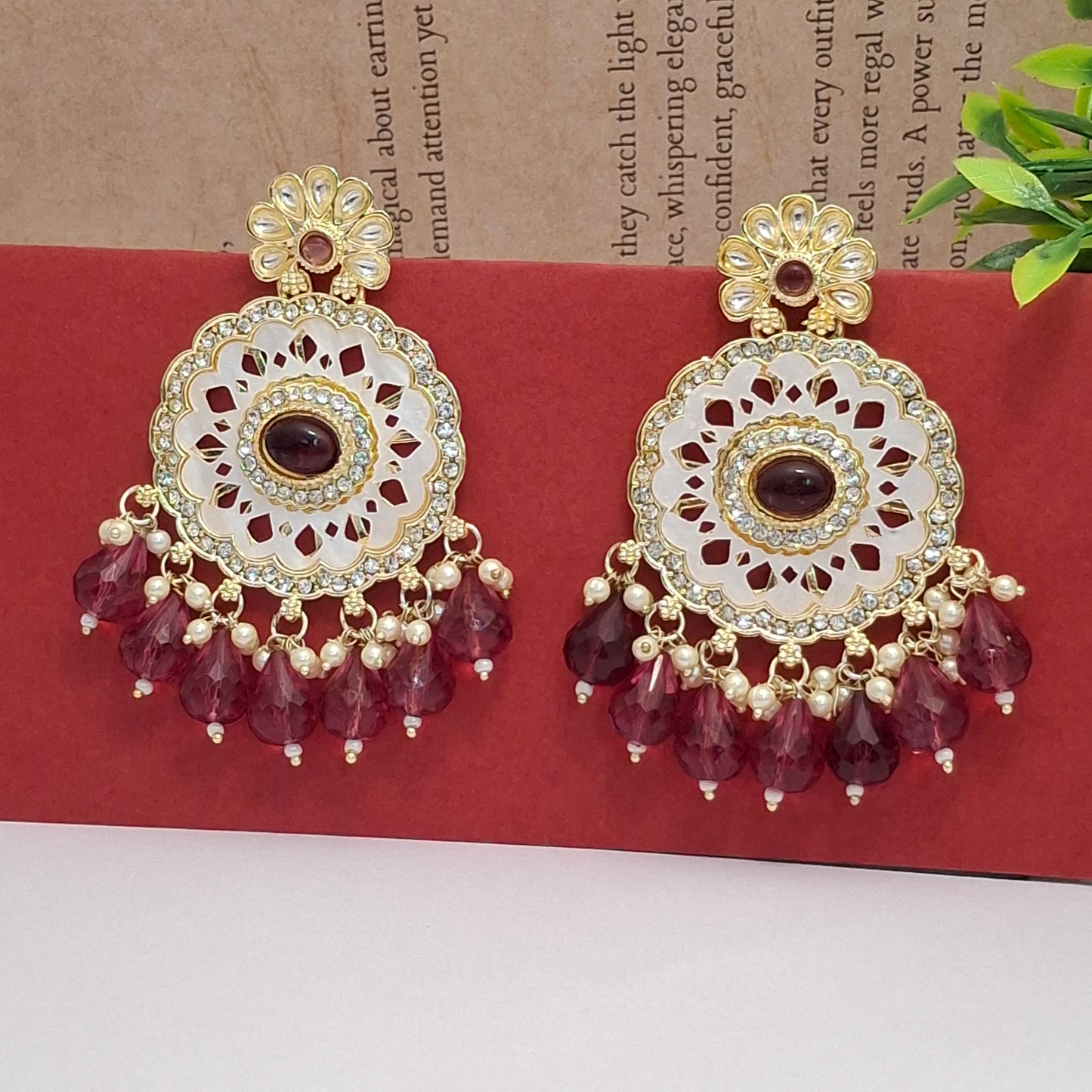 (Pack of 12) Kundan Chandbali Earrings