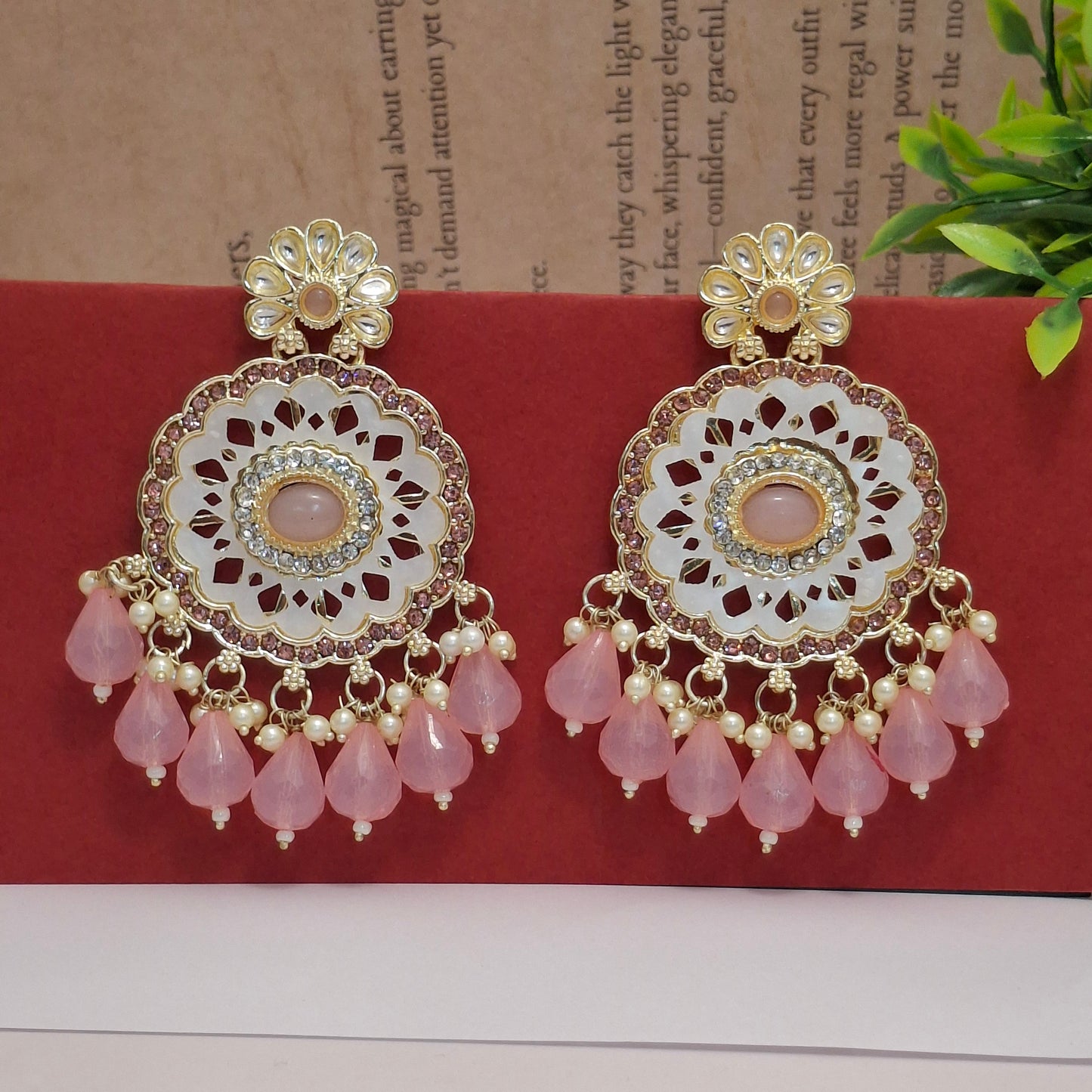 (Pack of 12) Kundan Chandbali Earrings