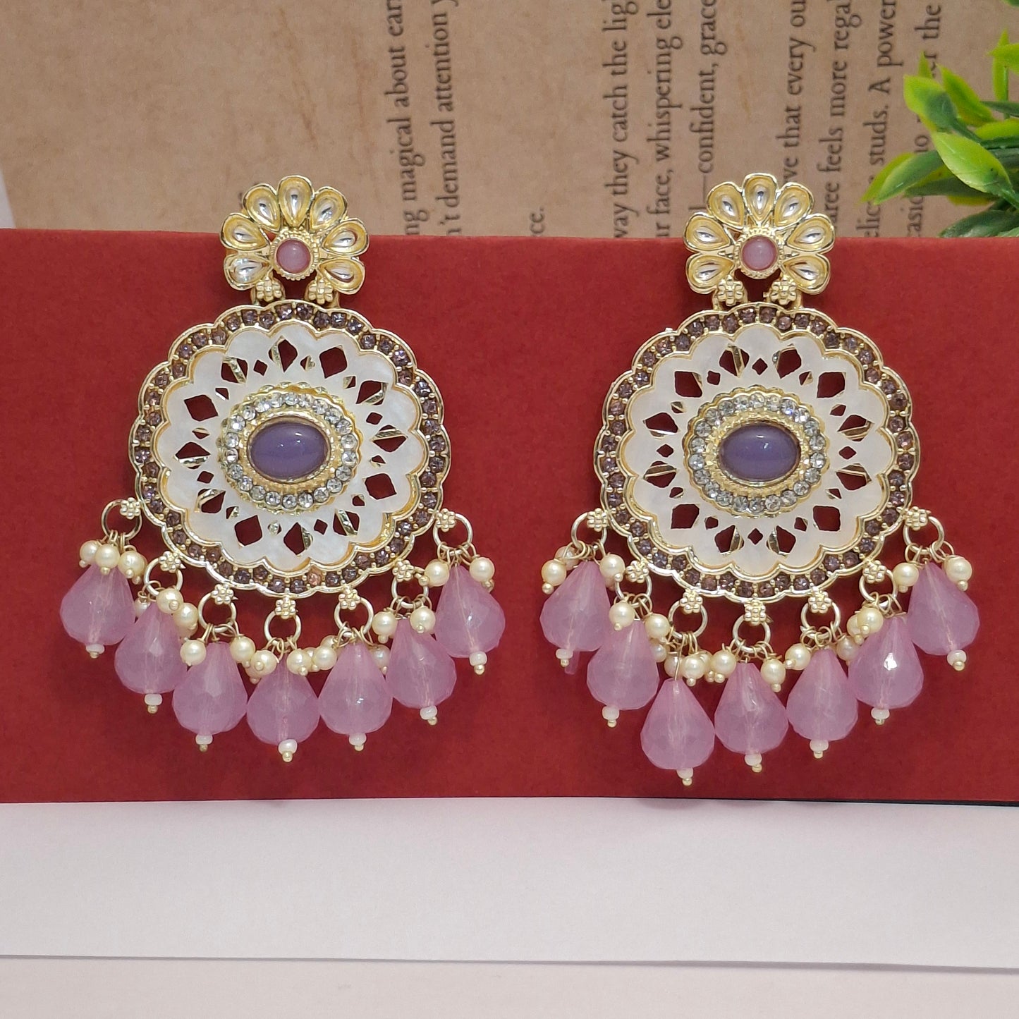 (Pack of 12) Kundan Chandbali Earrings