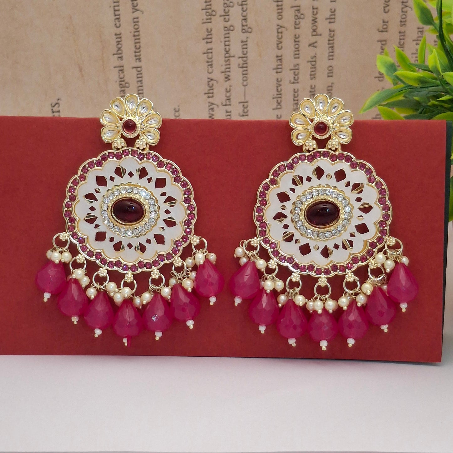 (Pack of 12) Kundan Chandbali Earrings