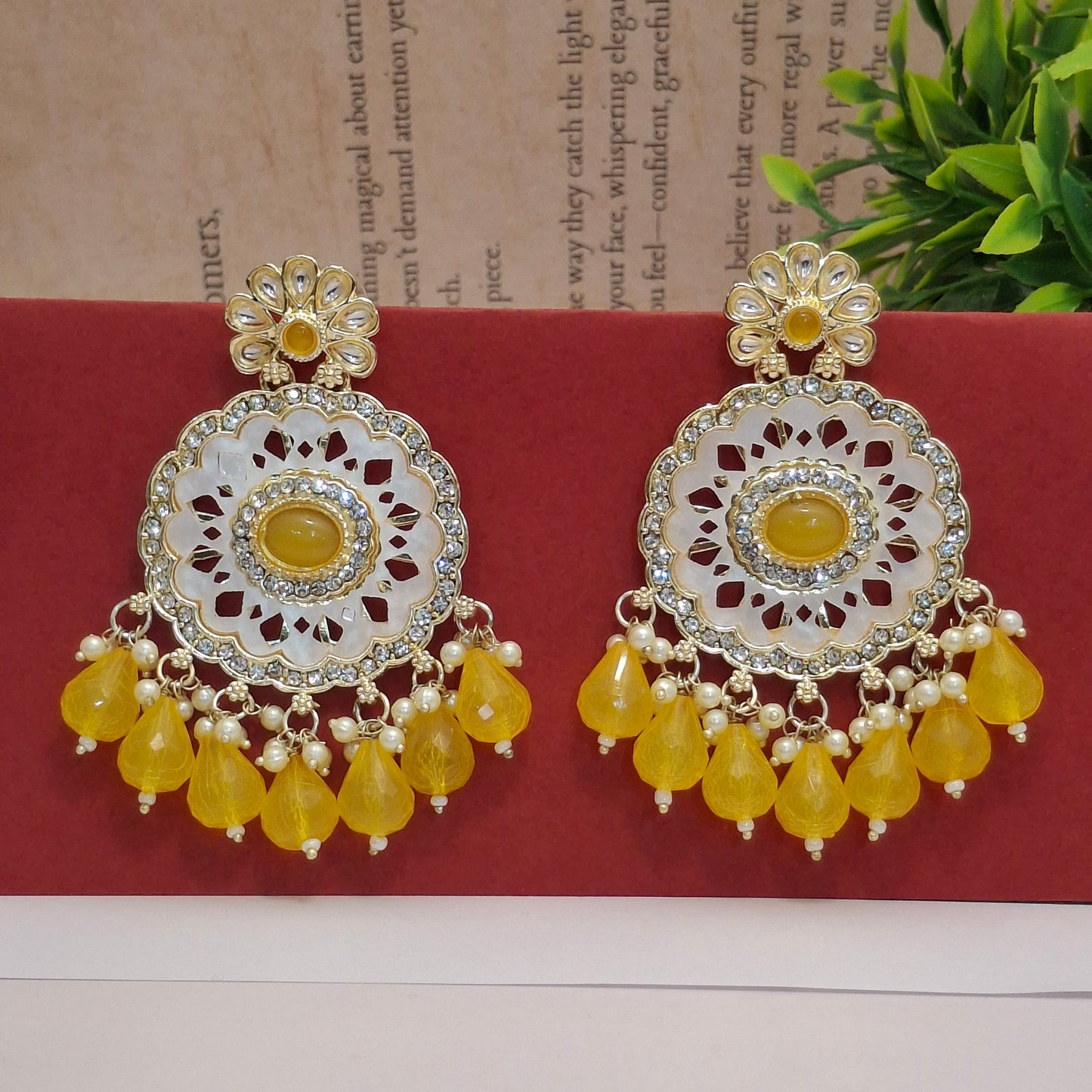 (Pack of 12) Kundan Chandbali Earrings