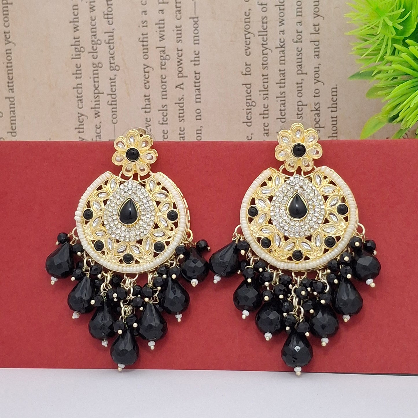 (Pack of 12) Kundan Chandbali Earrings