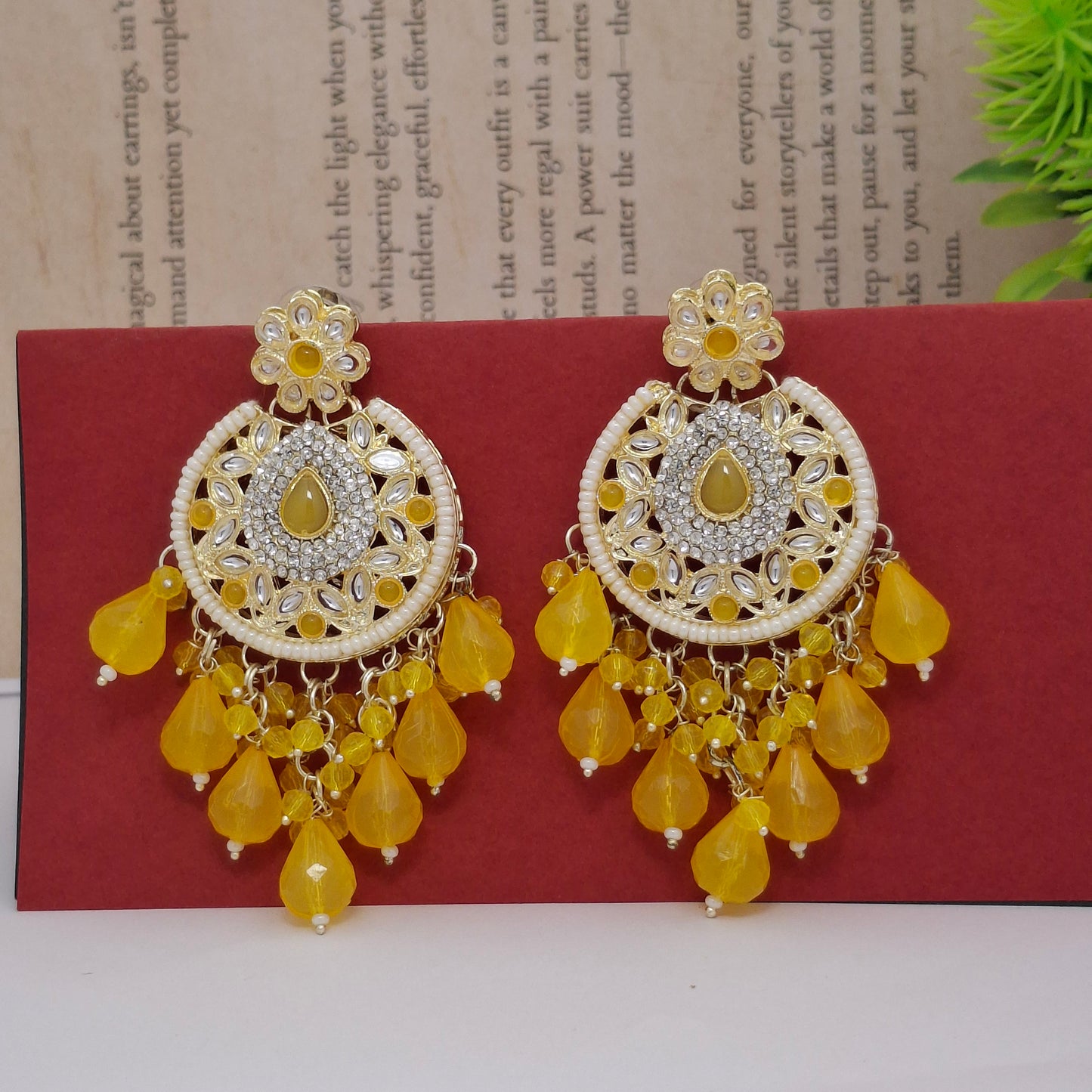 (Pack of 12) Kundan Chandbali Earrings
