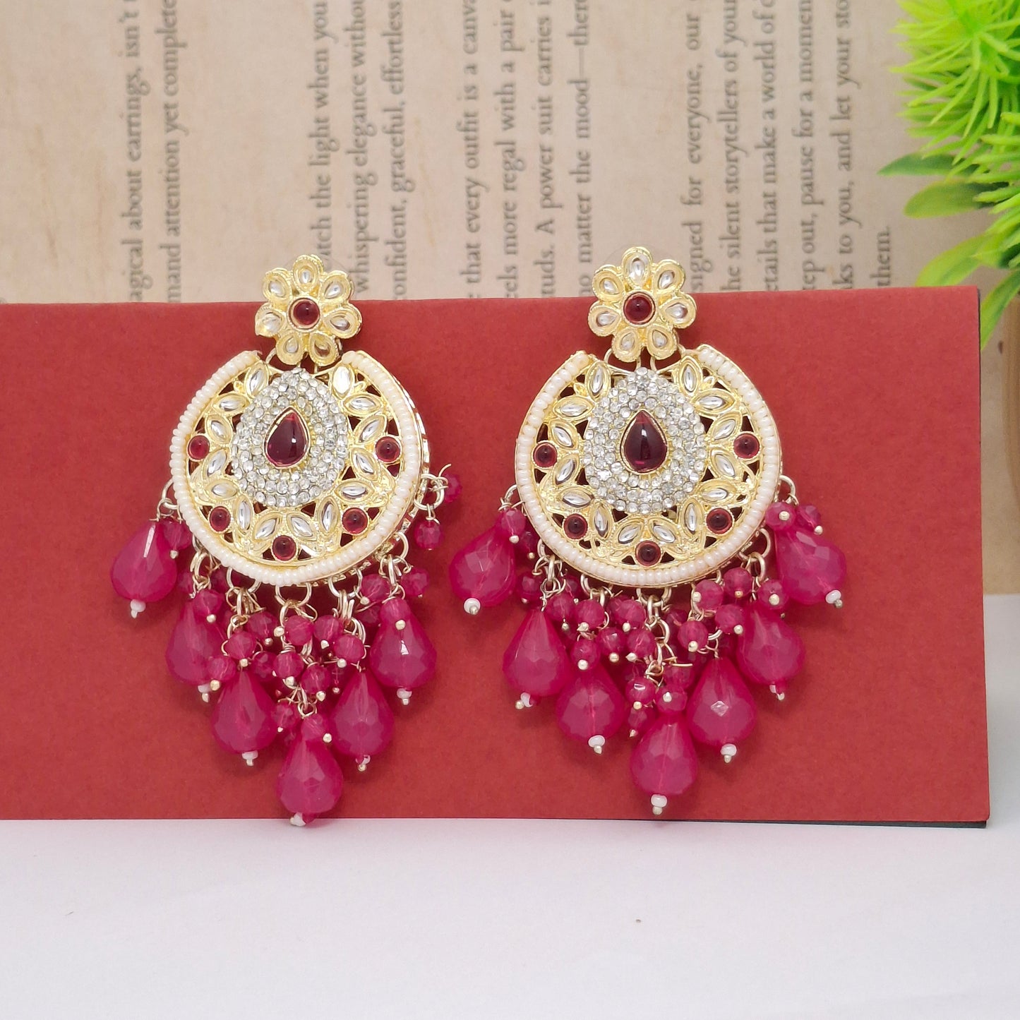 (Pack of 12) Kundan Chandbali Earrings