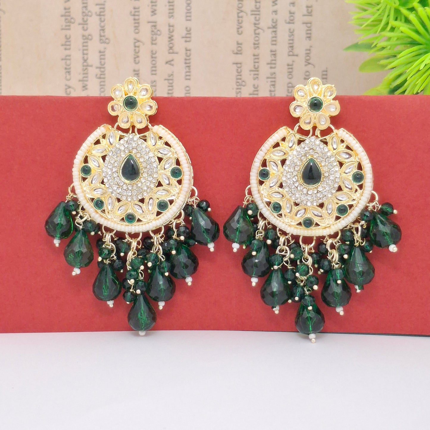 (Pack of 12) Kundan Chandbali Earrings