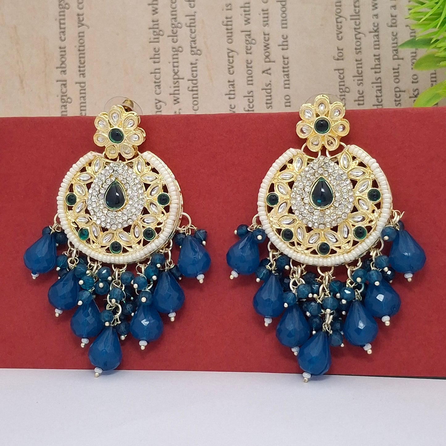 (Pack of 12) Kundan Chandbali Earrings