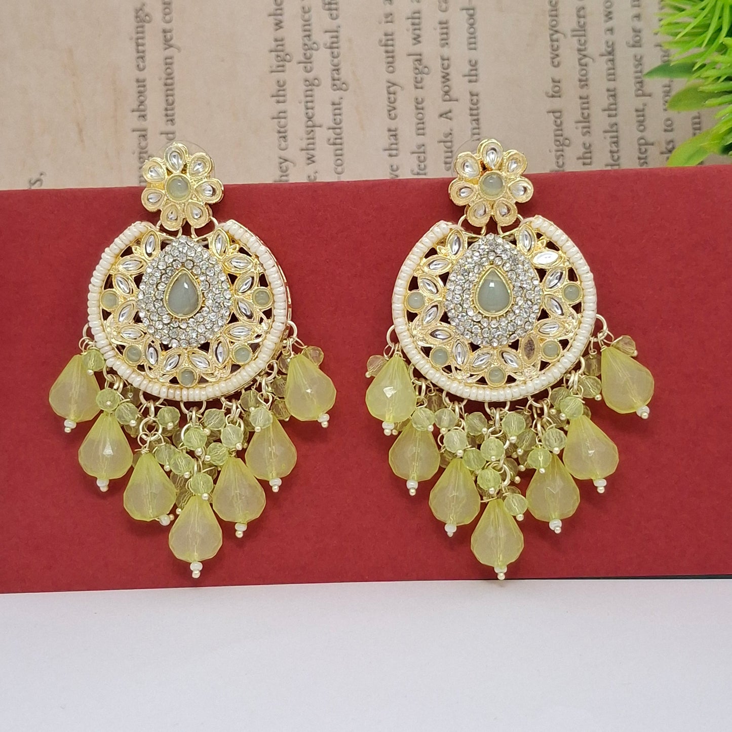 (Pack of 12) Kundan Chandbali Earrings