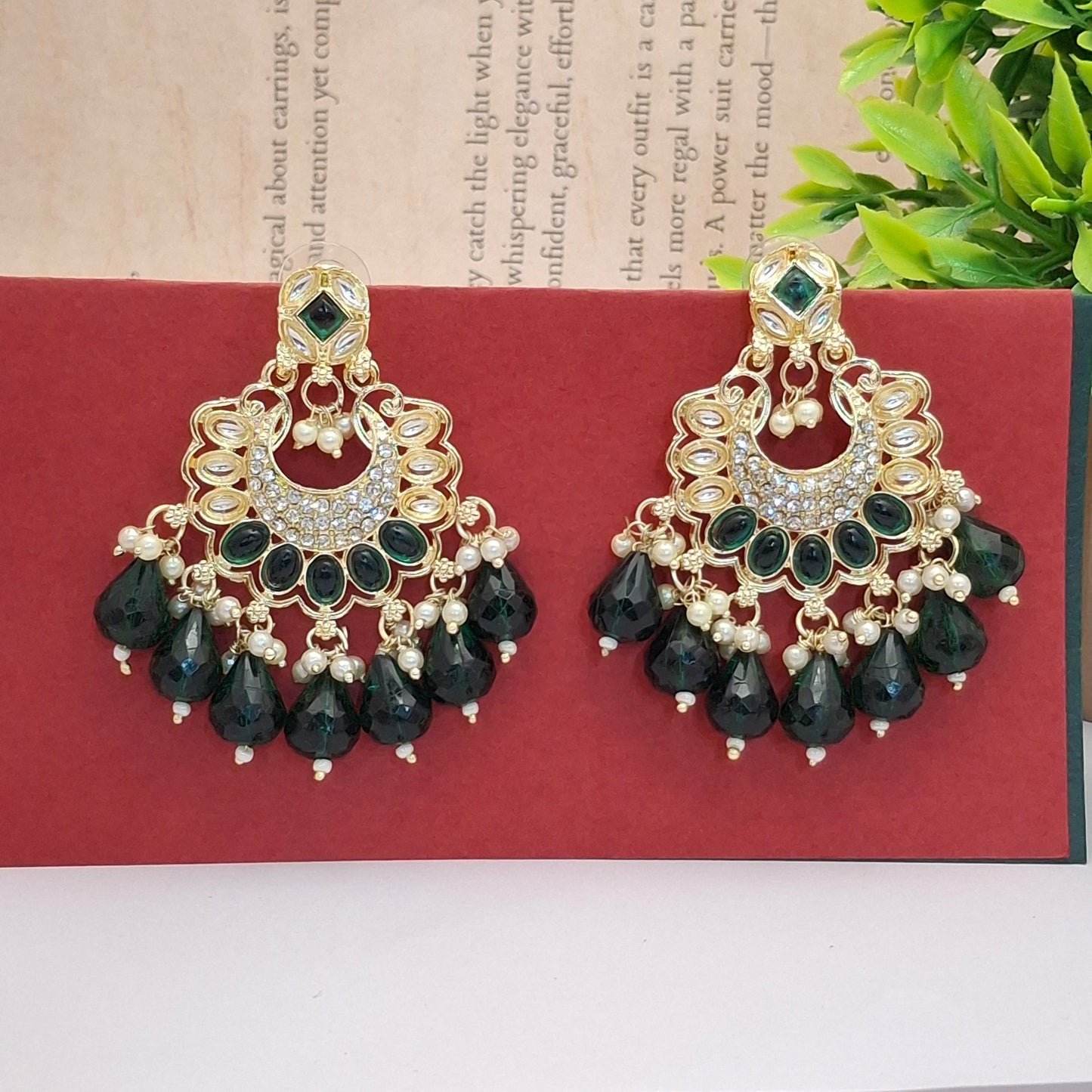 (Pack of 8) Kundan Chandbali Earrings
