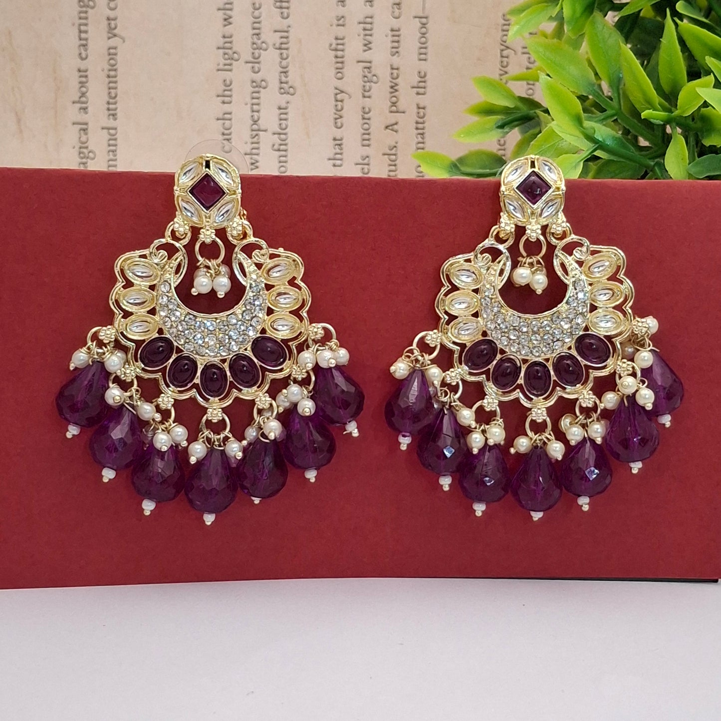 (Pack of 8) Kundan Chandbali Earrings
