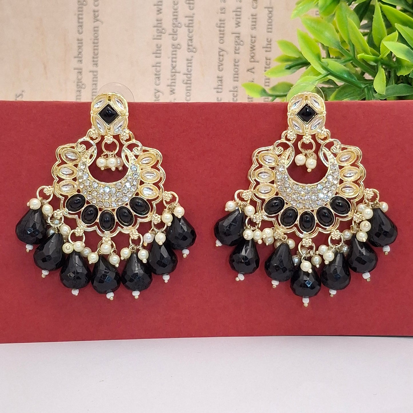 (Pack of 8) Kundan Chandbali Earrings