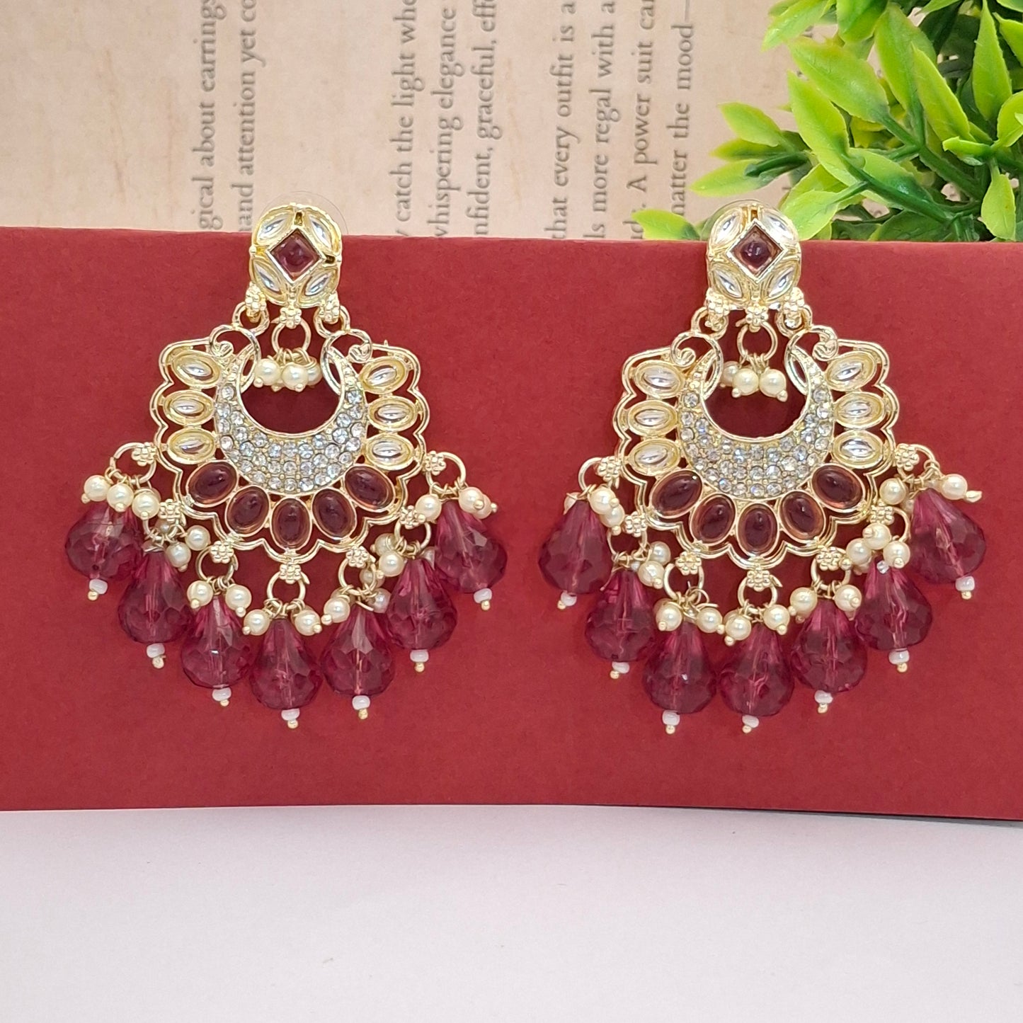 (Pack of 8) Kundan Chandbali Earrings