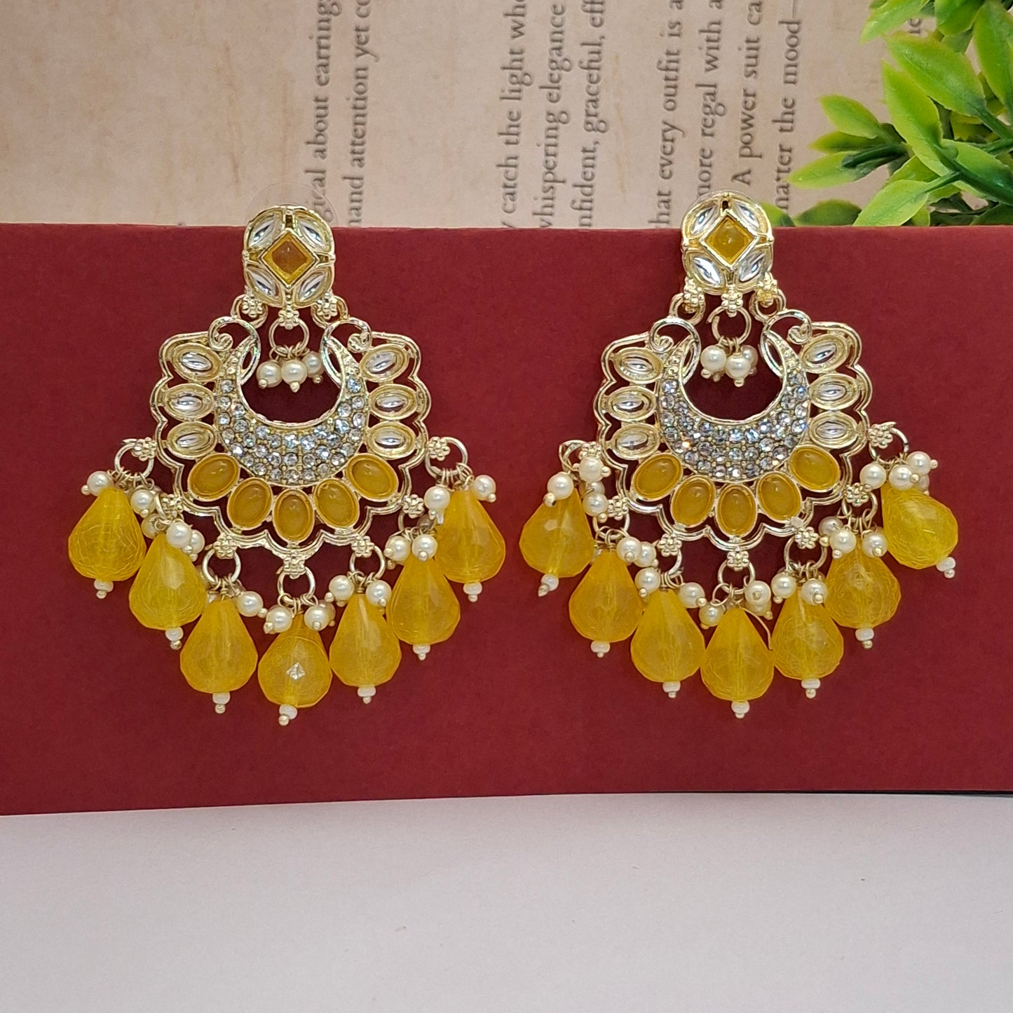(Pack of 8) Kundan Chandbali Earrings