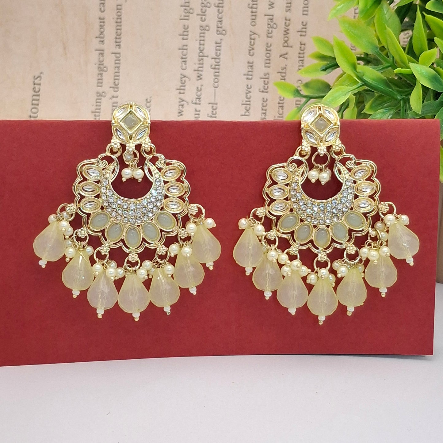 (Pack of 8) Kundan Chandbali Earrings