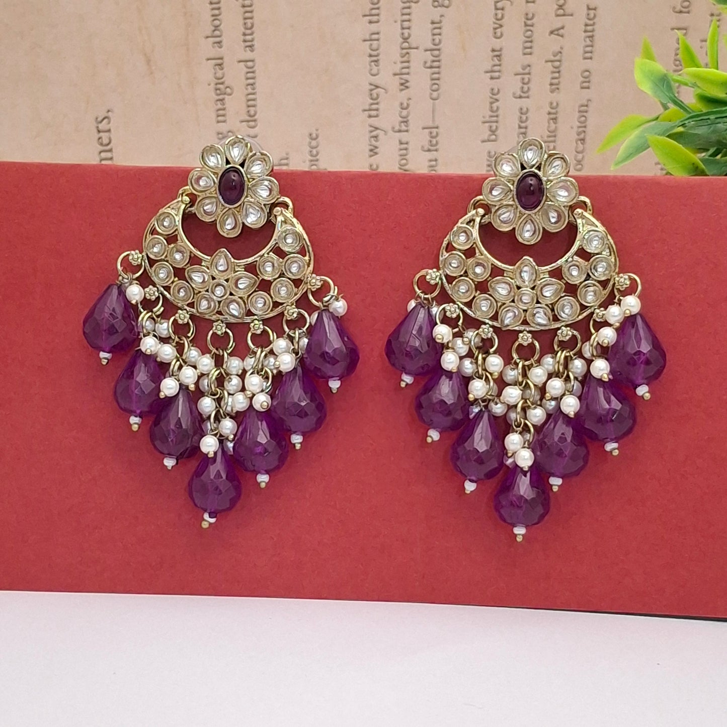 (Pack of 11) Kundan Chandbali Earrings
