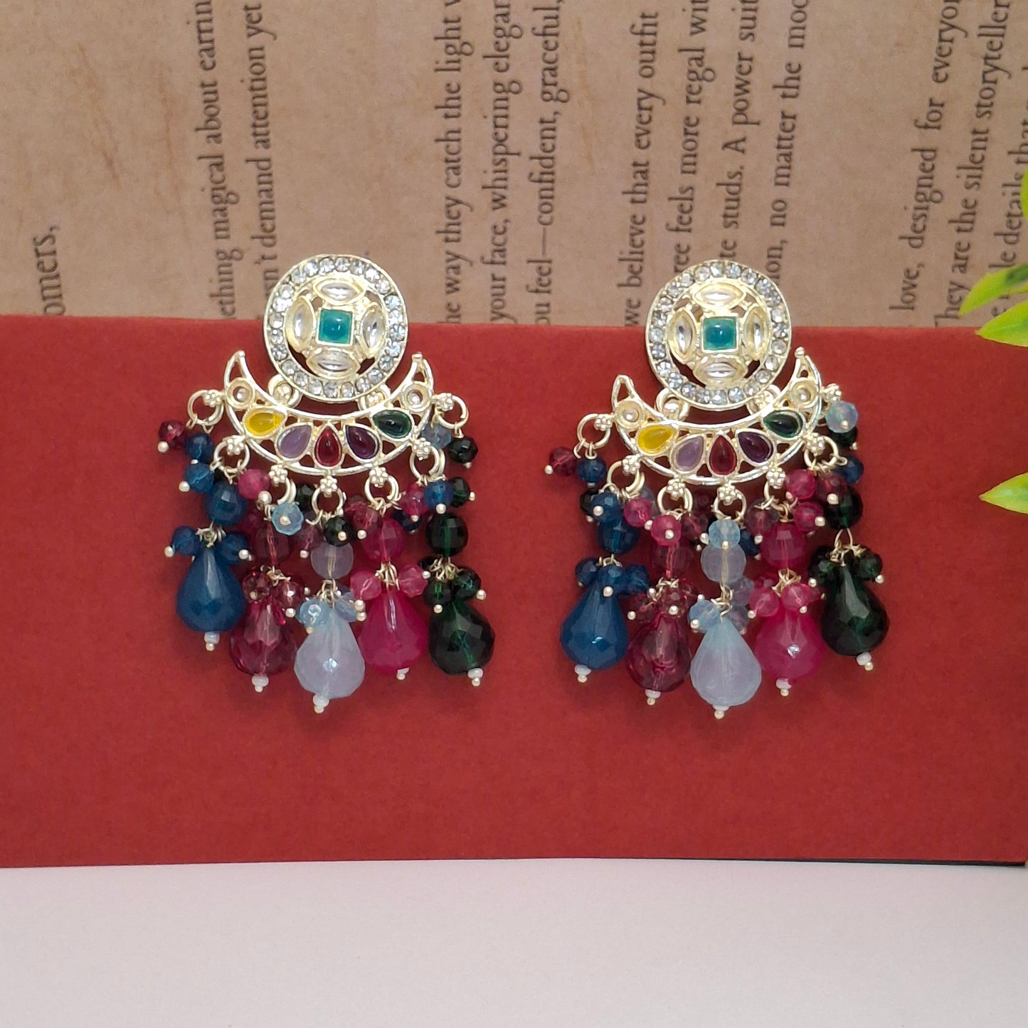 (Pack of 12) Kundan Chandbali Earrings
