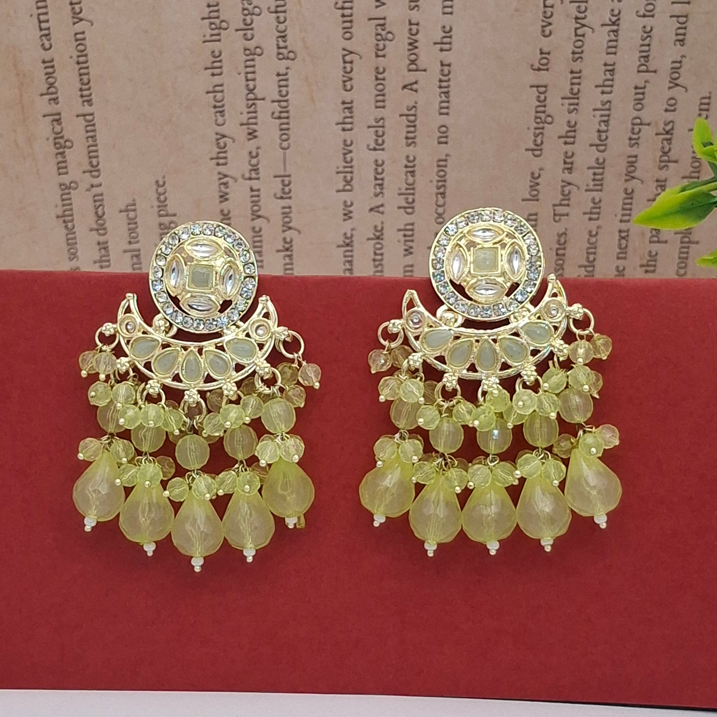 (Pack of 12) Kundan Chandbali Earrings