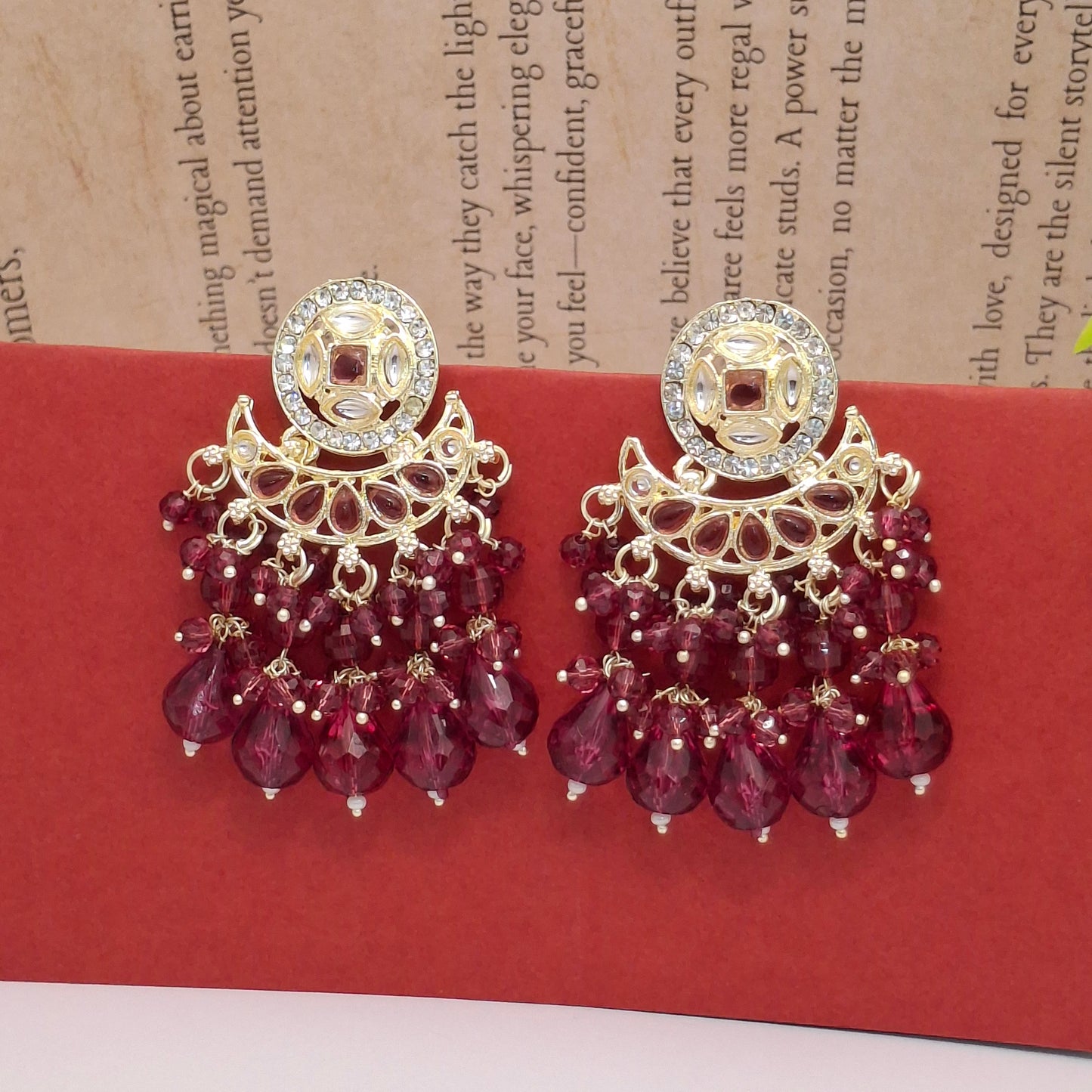 (Pack of 12) Kundan Chandbali Earrings