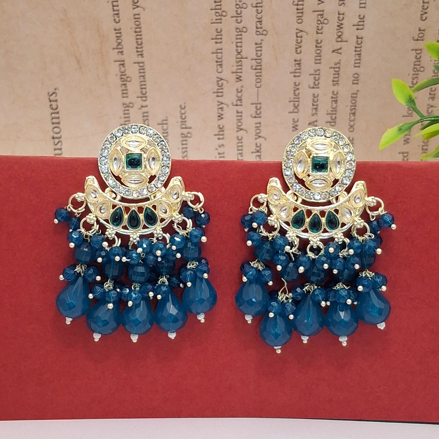 (Pack of 12) Kundan Chandbali Earrings