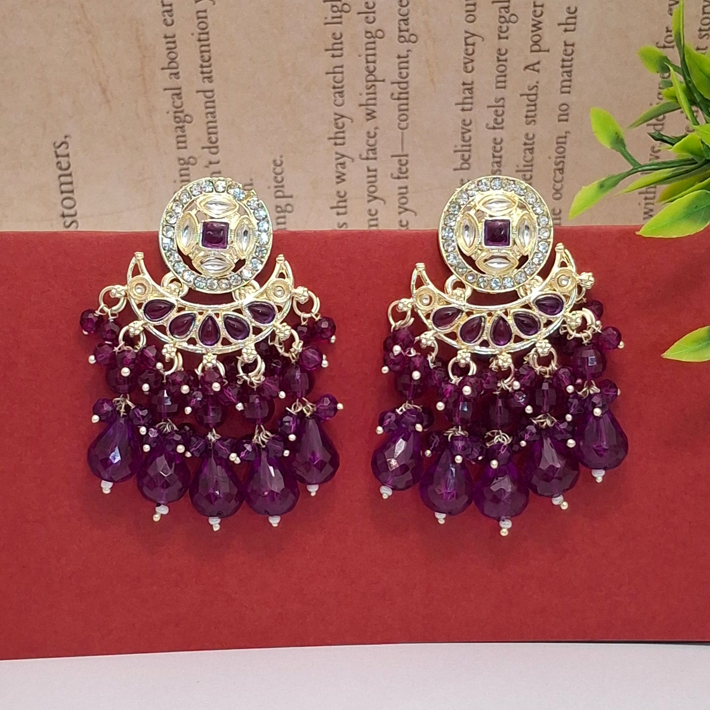 (Pack of 12) Kundan Chandbali Earrings