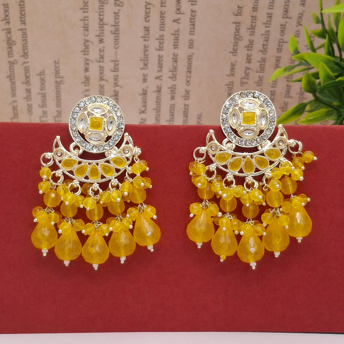 (Pack of 12) Kundan Chandbali Earrings
