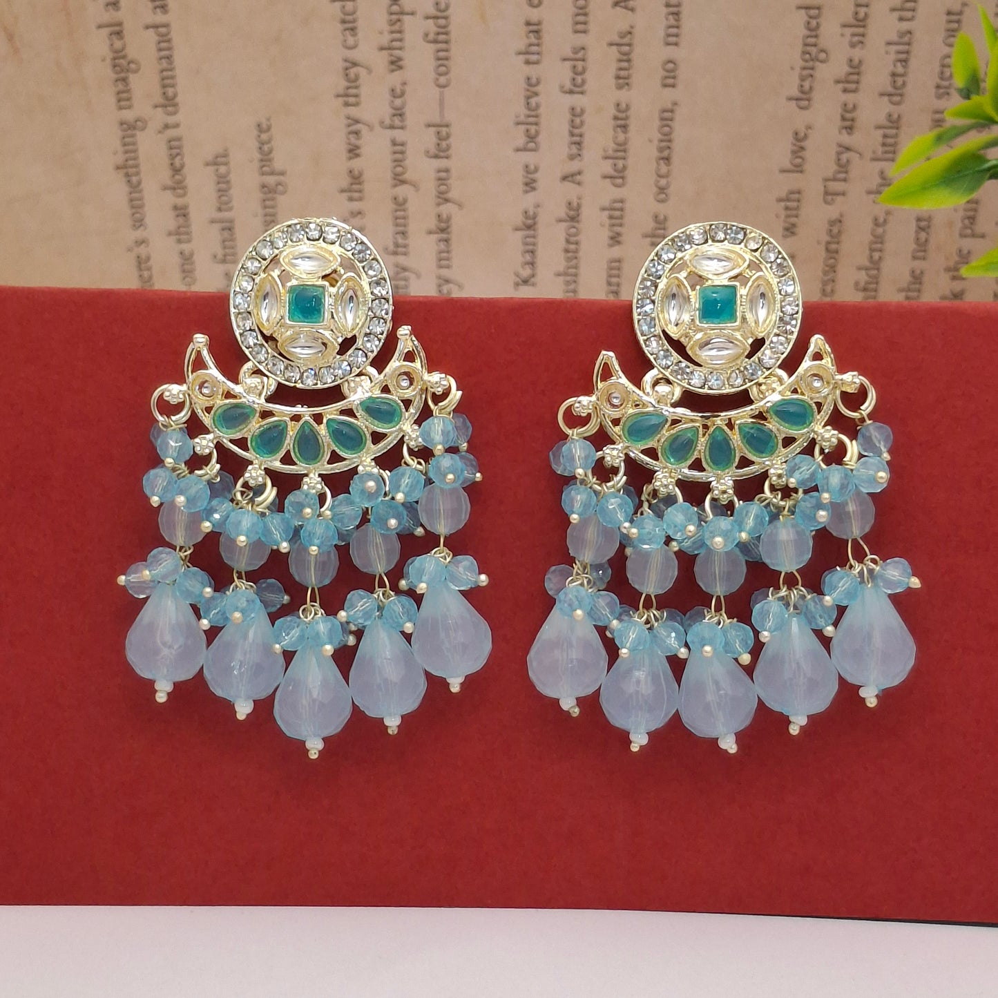 (Pack of 12) Kundan Chandbali Earrings