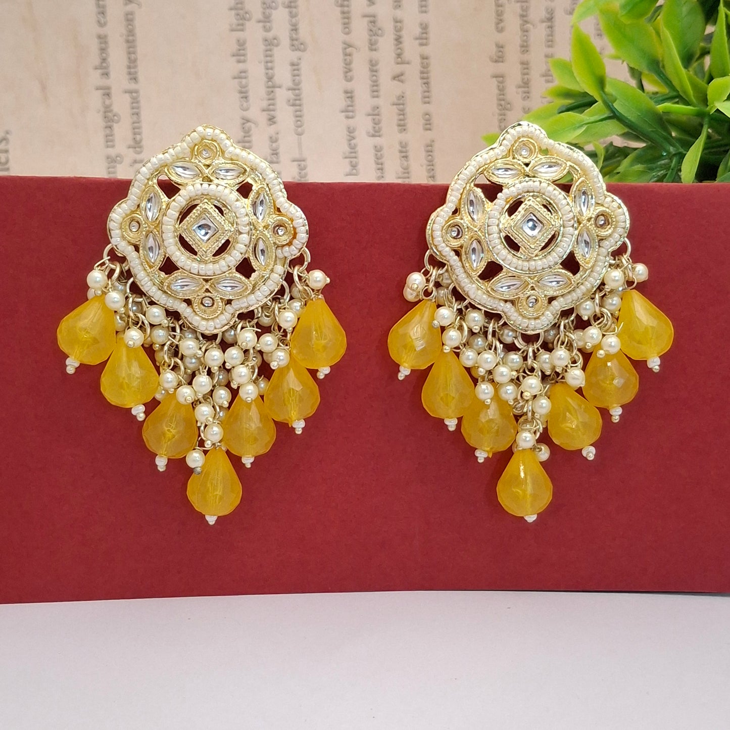 (Pack of 12) Kundan Chandbali Earrings