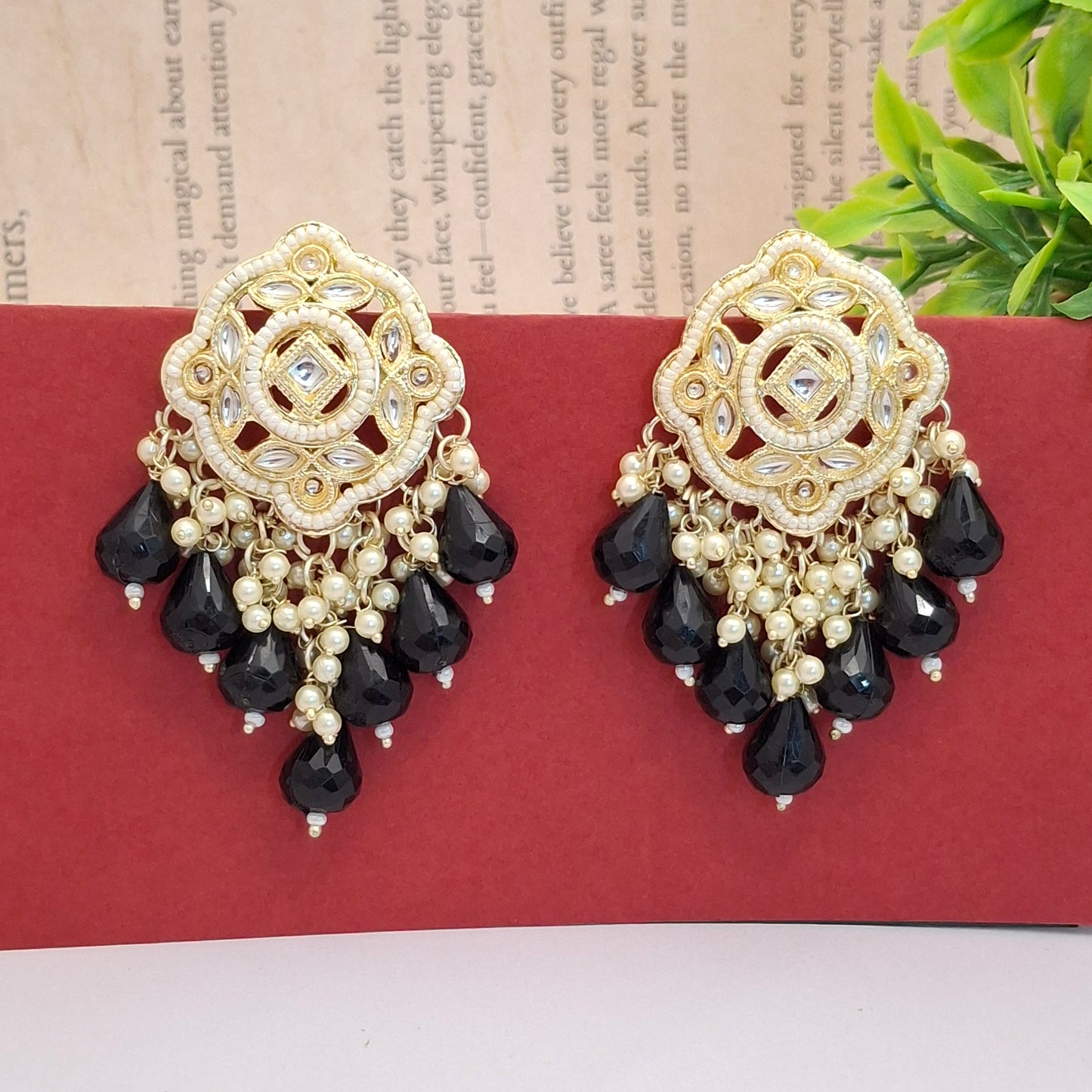 (Pack of 12) Kundan Chandbali Earrings