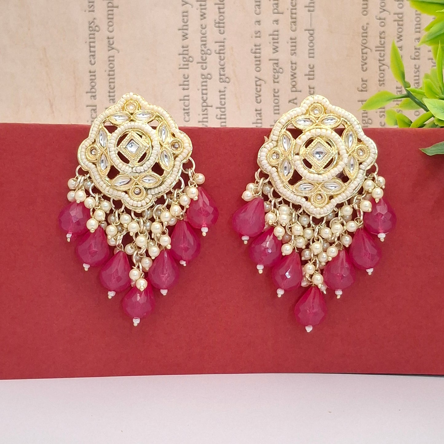 (Pack of 12) Kundan Chandbali Earrings