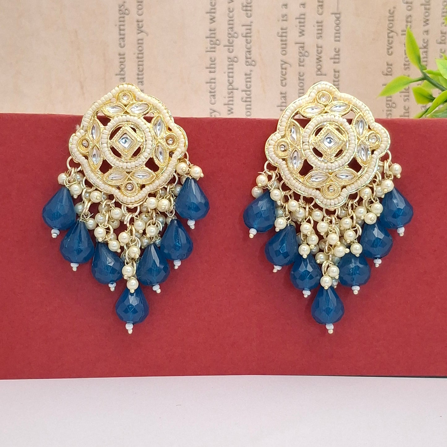 (Pack of 12) Kundan Chandbali Earrings