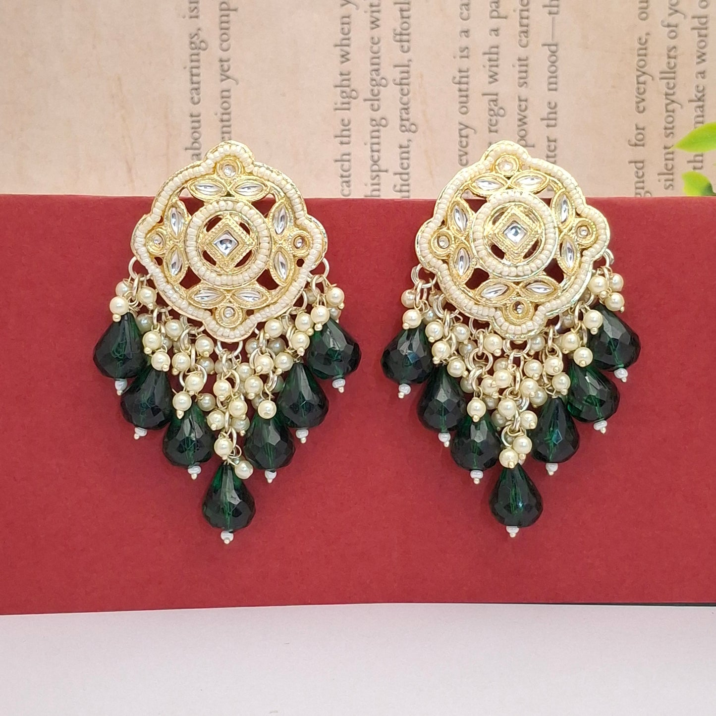 (Pack of 12) Kundan Chandbali Earrings